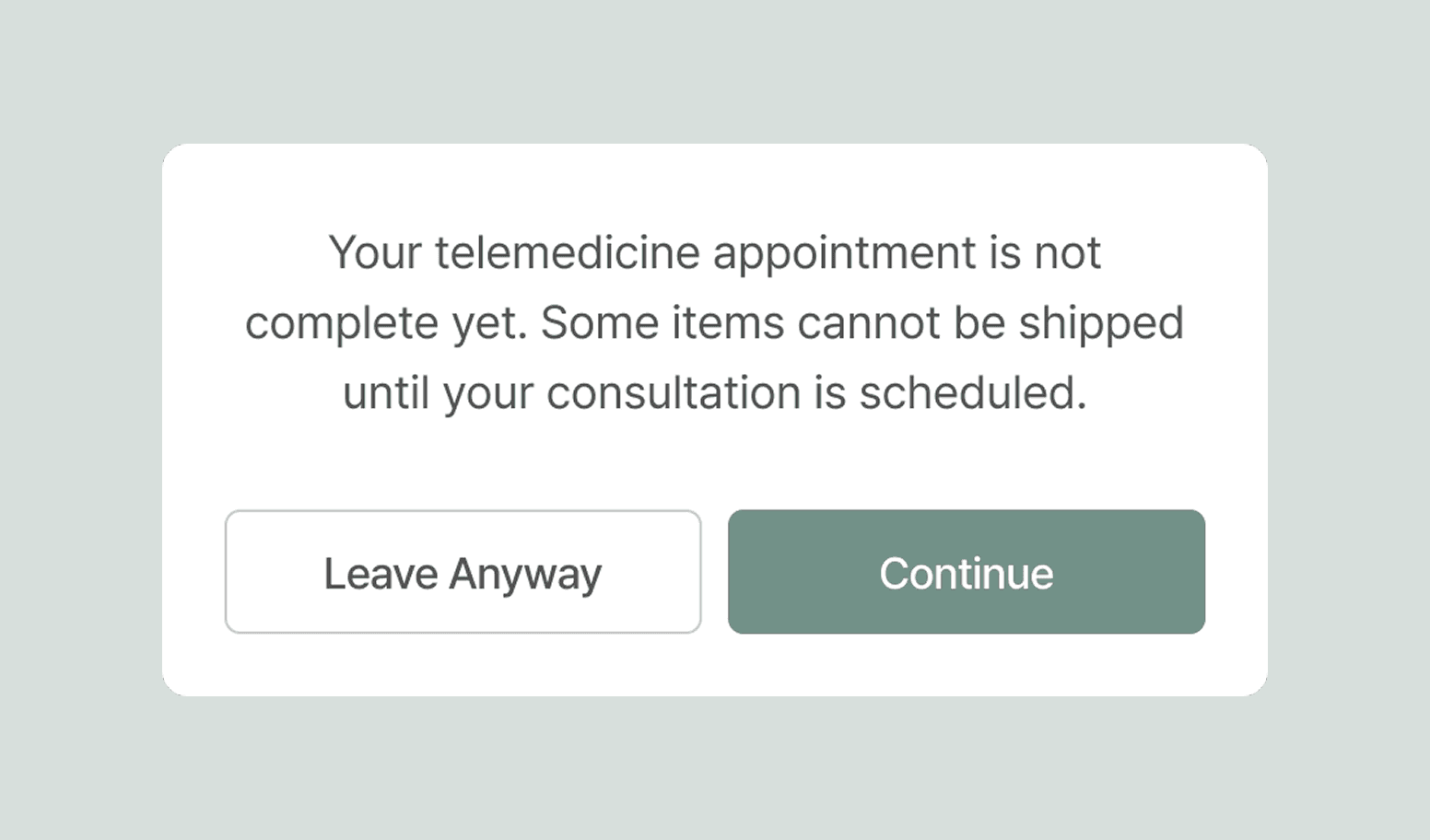 Modal alert mockup