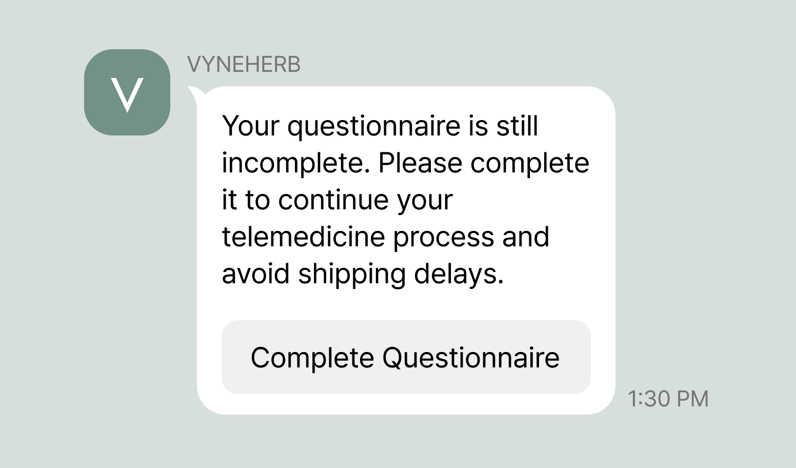 Automated follow-up message mockup